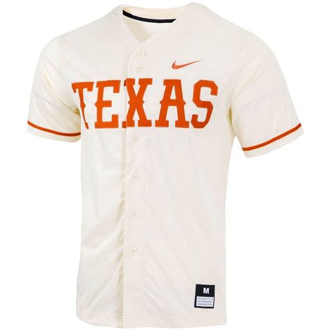 men's nike natural texas longhorns replica full-button baseball jersey|texas longhorns jersey.